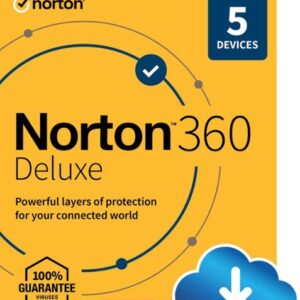 Norton - 360 Deluxe (5 Device) Antivirus Internet Security Software + VPN + Dark Web Monitoring (1 Year Subscription) - Android, Mac OS, Windows, Apple iOS [Digital]