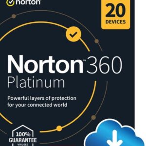 Norton - 360 Platinum (20 Device) Antivirus Internet Security Software + VPN + Dark Web Monitoring (1 Year Subscription) - Android, Mac OS, Windows, Apple iOS [Digital]
