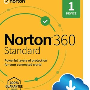 Norton - 360 Standard (1 Device) Antivirus Internet Security Software + VPN + Dark Web Monitoring (1 Year Subscription) - Android, Mac OS, Windows, Apple iOS [Digital]
