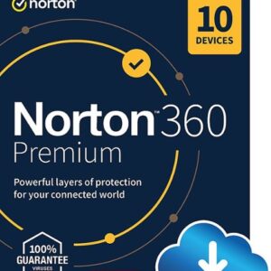Norton - 360 Premium (10-Device) Antivirus Internet Security Software + VPN + Dark Web Monitoring (1 Year Subscription) - Android, Mac OS, Windows, Apple iOS [Digital]